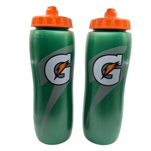 Gatorade 32oz Squeeze Water Bottle Set of 2 Green Orange Sports Hydration